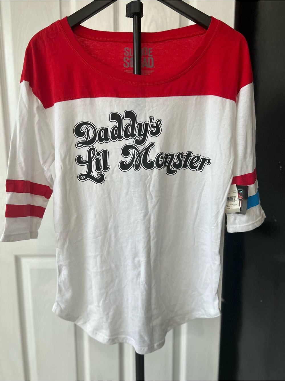 Official DC Comics Suicide Squad Harley Quinn "Daddy's Lil Monster" Raglan Tee